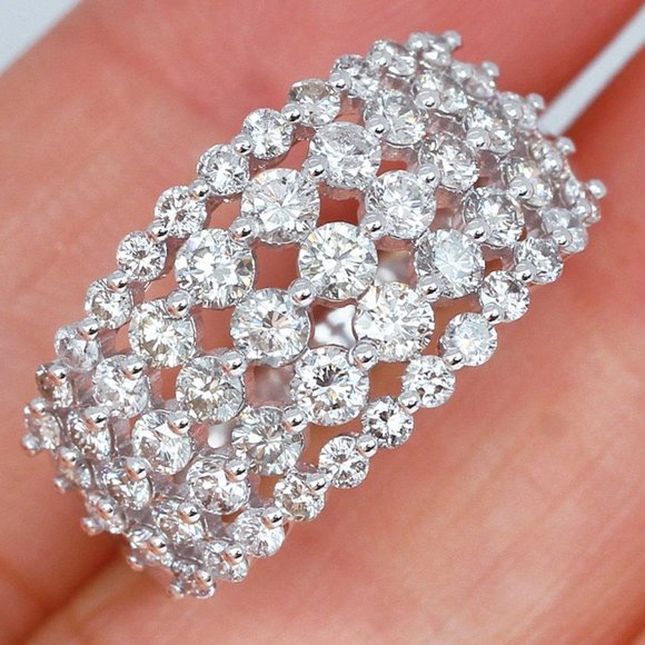 Round Gems Hollow Full Around Zircon Beautiful Eternity Rings for Women,PD145 - Picture 3 of 6